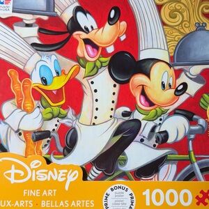Disney Fine Art Puzzle with Mickey, Goofy, and Donald - Red, Yellow, Black